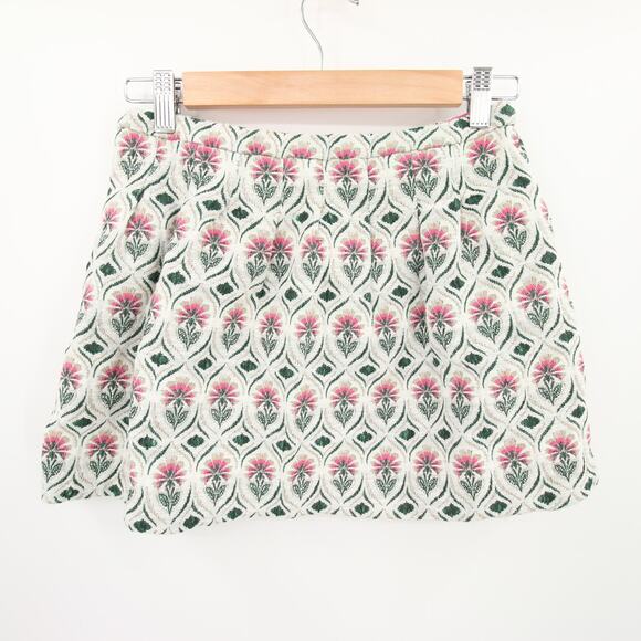 Zara Girls Skirt Pink Off White Floral Embroidered Tapestry Mini A-Line 13/14 - Picture 8 of 8